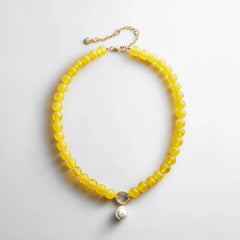 Janette Beaded Ring Necklace - Citrine