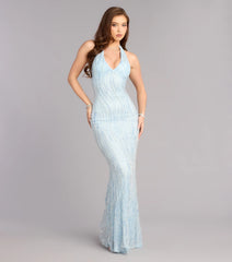 Faith Sequin Pearl Bead Formal Dress