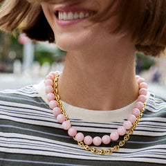 Mini Jane Beaded Necklace  - Mauve Bead