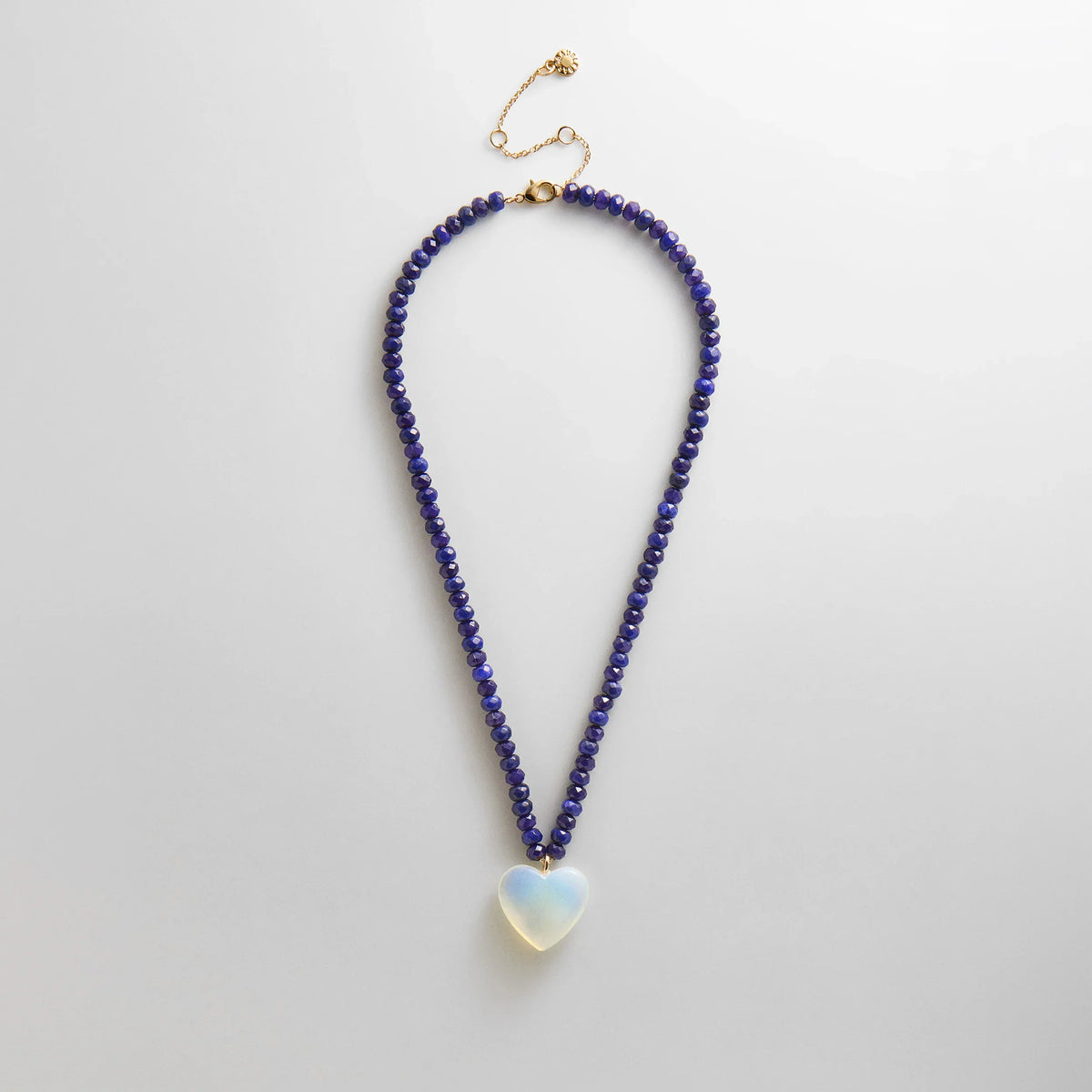 Semi-Precious Heart Necklace - Moonstone/Lapis