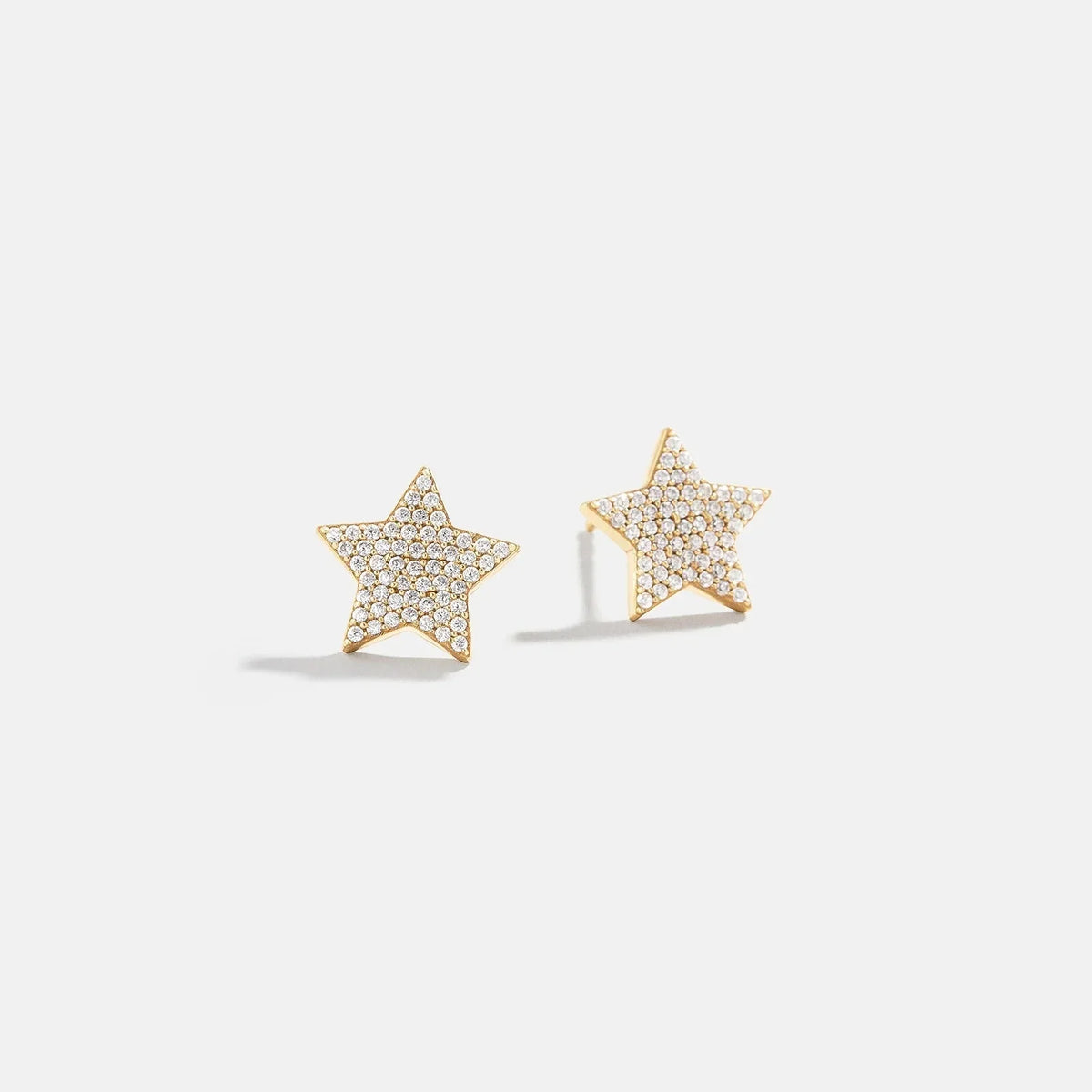 14K Gold Celestial Delicate Stud - Pavé Star