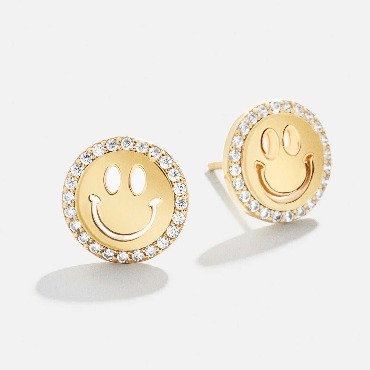 All Smiles 18K Gold Kids' Earrings - Pavé Smiley