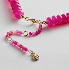 Joyce Semi-Precious Beaded Necklace - Fuchsia Agate Bead