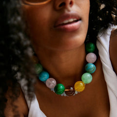 Jane Beaded Necklace - Natural Multi Bead