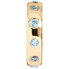 14K Gold Birthstone Charm Beads - Aquamarine