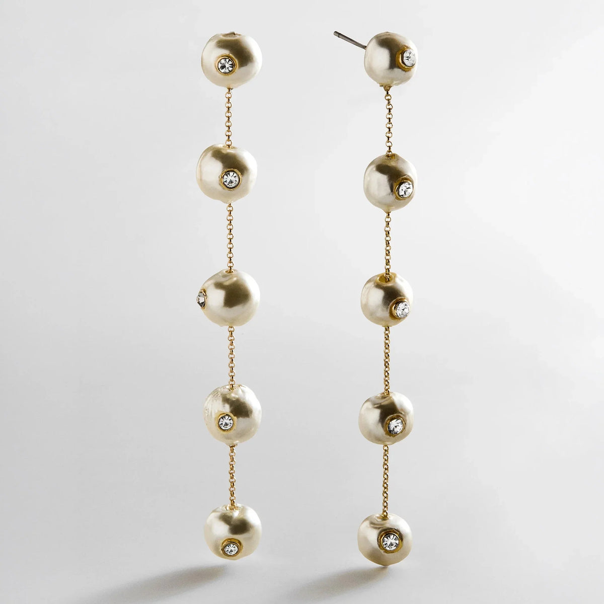 Blair Pearl & Crystal Earrings - Gold/Pearl