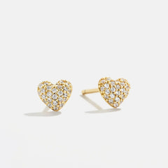 Adrianna 18K Gold Earrings - Pavé Heart