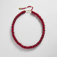 Joyce Semi-Precious Beaded Necklace - Red Jasper