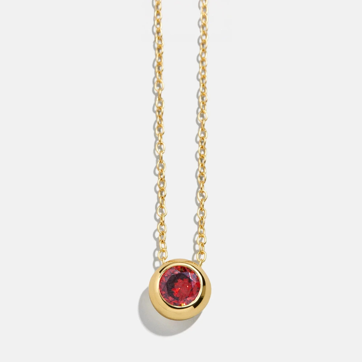 14K Gold Birthstone Pendant Necklace - Garnet