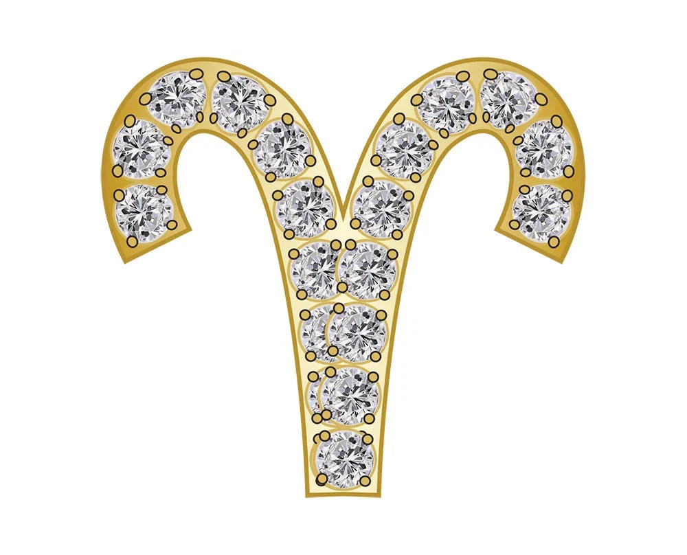 Aries Mini Zodiac  Icon - Pavé/Gold