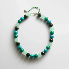 Mini Jane Beaded Necklace - Blue Multi Bead