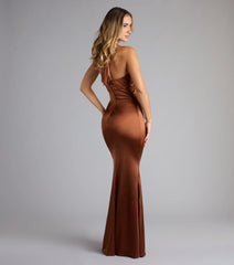 Eloise Satin V-Neck Halter Mermaid Formal Dress