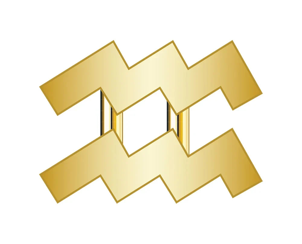 Aquarius Mini Zodiac Icon - Gold