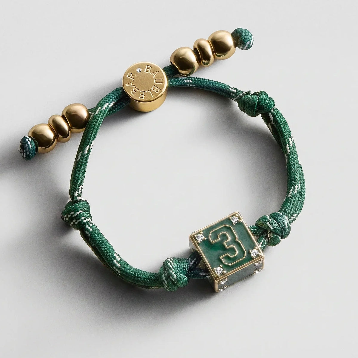 Block Party Varsity Number Custom Bracelet  - Dark Green Single Digit