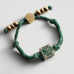 Block Party Varsity Number Custom Bracelet  - Dark Green Single Digit