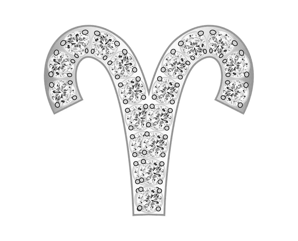 Aries Mini Zodiac Icon - Pavé/Silver