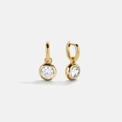 14K Gold Birthstone Drop Earrings - Crystal
