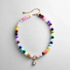 Janette Beaded Ring Necklace - Multi Bead