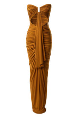 Brown Atlantis Drape Maxi Dress