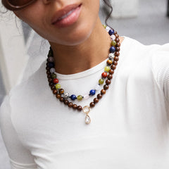 Jocelyn Beaded Necklace - Multi/Dalmatian Bead