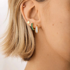 18K Gold Birthstone Huggie Earrings - Peridot