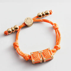Block Party Varsity Number Custom Bracelet  - Tangerine Double Digit