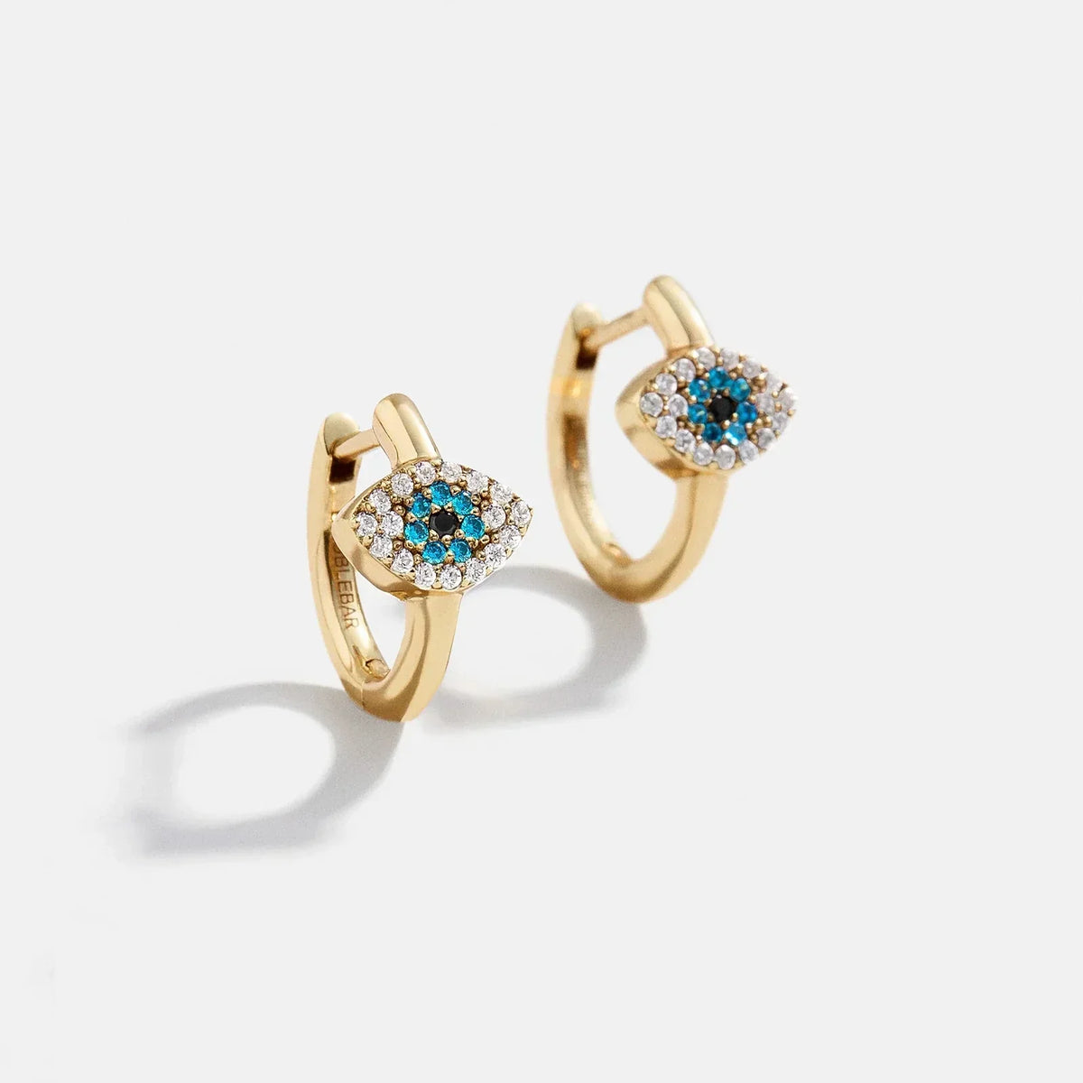 14K Gold Evil Eye Earrings - Pavé Evil Eye