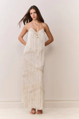 Delphi Fringe Lace Gown