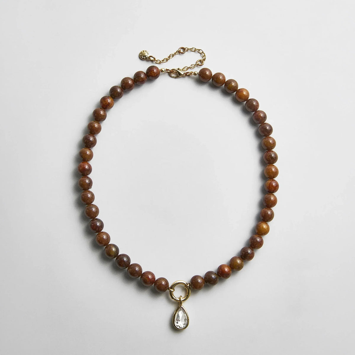 Janette Beaded Ring Necklace - Tiger's Eye