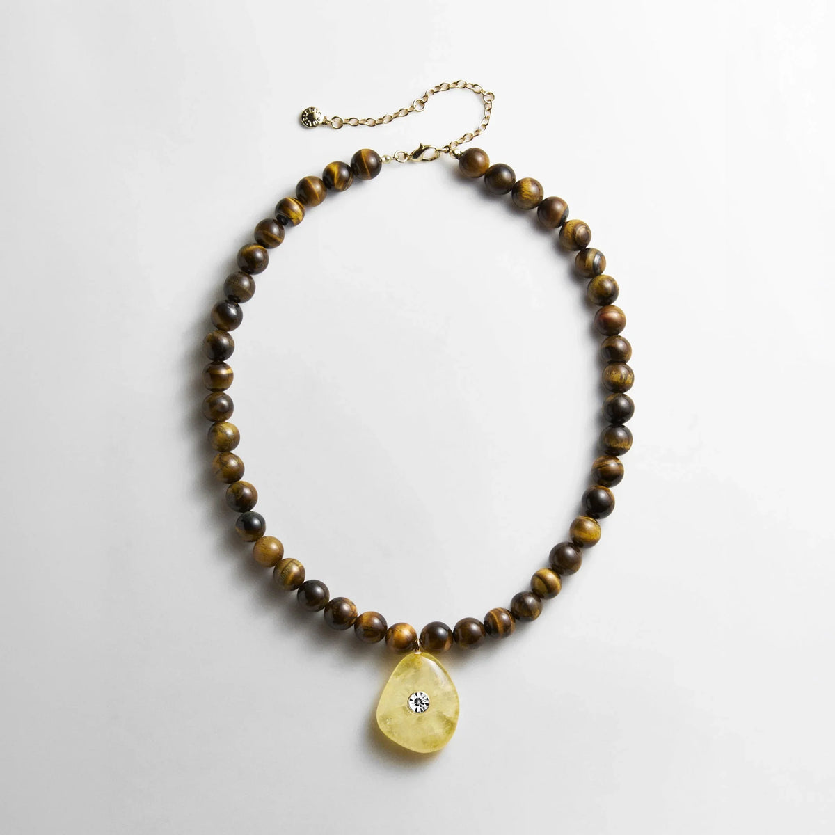 Jamie Semi-Precious Beaded Necklace - Tiger's Eye/Citrine
