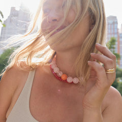 Jane Beaded Necklace - Rose Quartz/Carnelian
