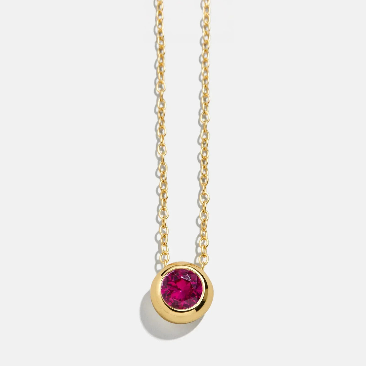 18K Gold Birthstone Pendant Necklace - Ruby