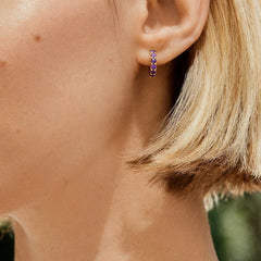18K Gold Birthstone Huggie Earrings - Ruby