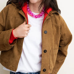 Joan Semi-Precious Necklace - Fuchsia Agate Bead