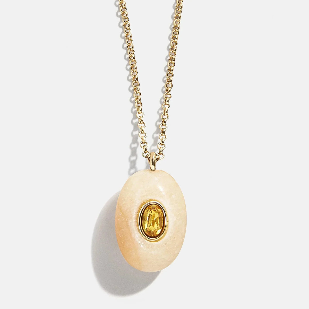 Aura Semi-Precious Pendant Necklace - Yellow Jasper
