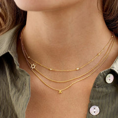 18K Gold Asymmetrical Star of David Necklace - Star of David