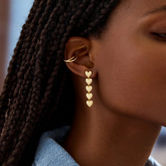 18K Gold Heart Drop Earrings - Heart