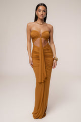 Brown Atlantis Drape Maxi Dress