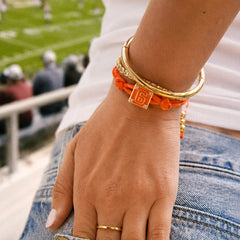Block Party Varsity Number Custom Bracelet  - Tangerine Single Digit