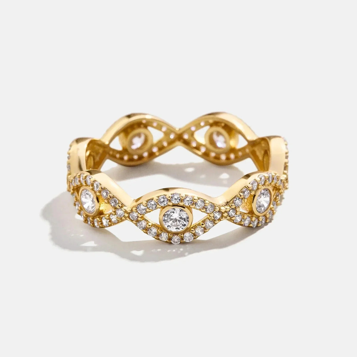 18K Gold Evil Eye Pavé Ring - Evil Eye