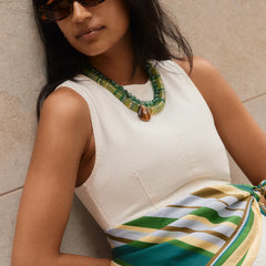 Jamie Semi-Precious Beaded Necklace - Green Jade/Tiger's Eye
