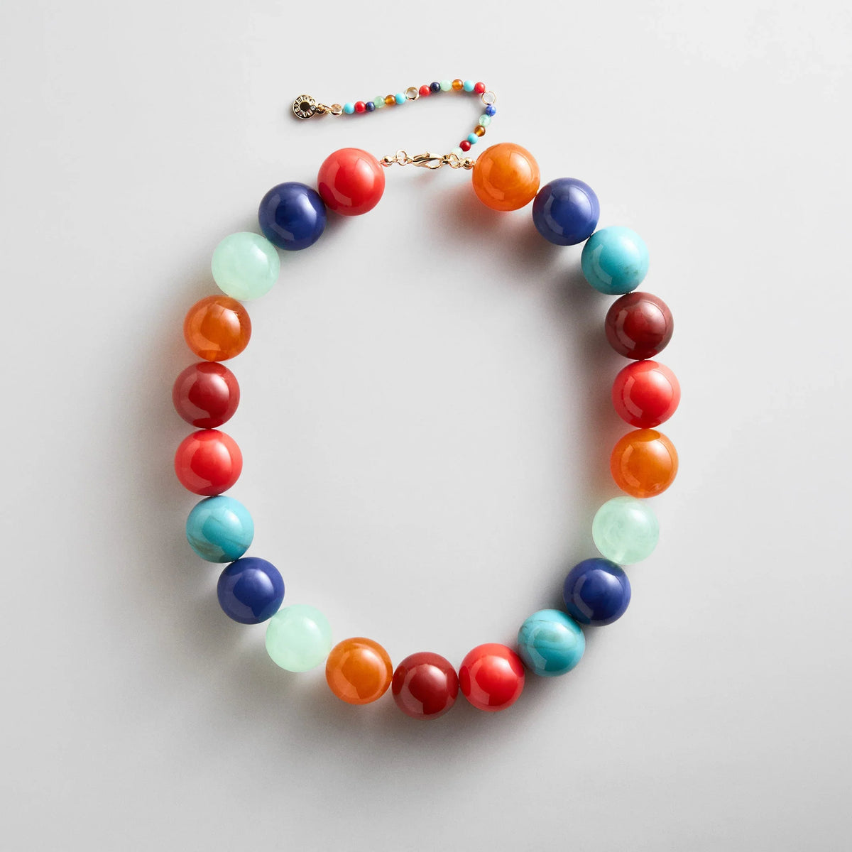 Jane Beaded Necklace - Red/Blue Multi