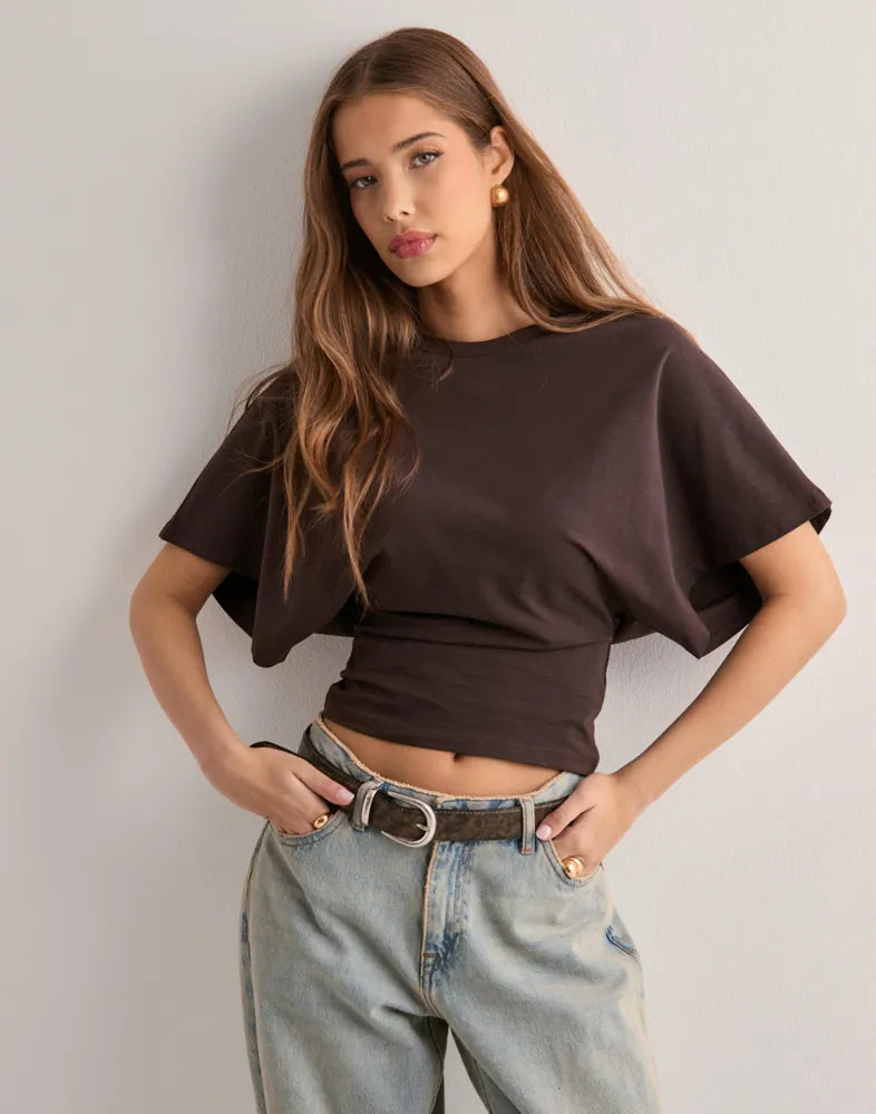 Cinched Waist Cropped T-Shirt