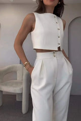 Cropped Vest and Tapered Trousers Set