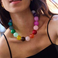Jane Beaded Necklace - Rainbow Bead