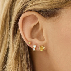 18K Gold Sports Delicate Stud - Baseball