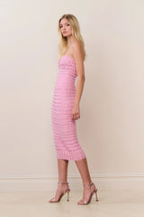 Eclipse Rhinestone Scallop Bandage Dress