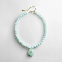 Jamie Semi-Precious Beaded Necklace - Light Turquoise/Jade