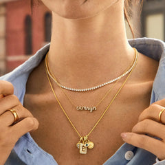 Block Pavé Initial Cluster Charm - A