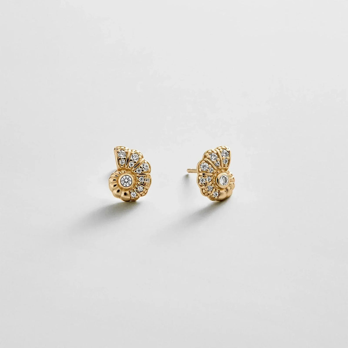 14K Gold Just For Fun Earrings - Spiral Shell